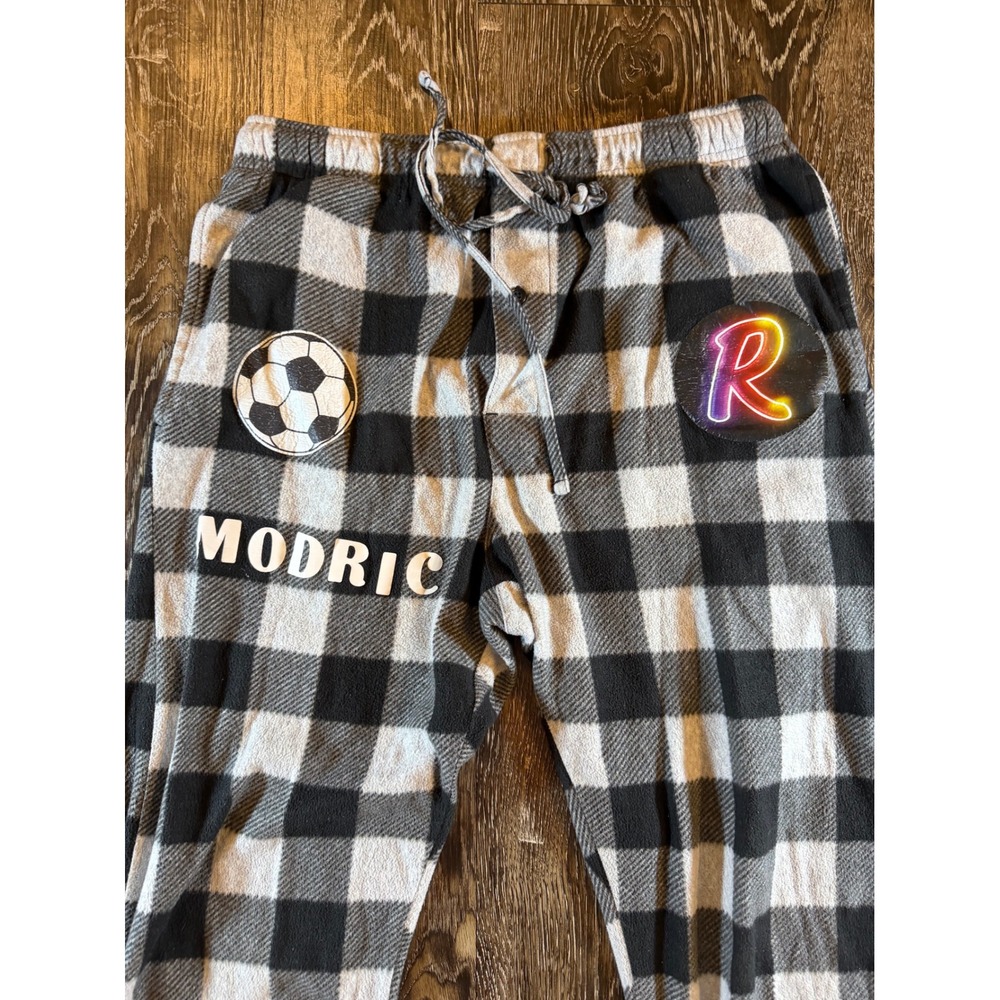 Hanes Modric Soccer Buffalo Plaid Fleece Pajama Pants Mens Large Black White‎ - Picture 4 of 6